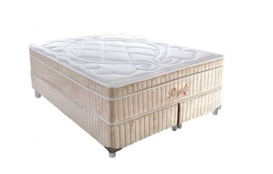 Cama Box Queen Royale com Colchão Queen Molas Ensacadas Bege e Branca
