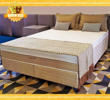 Cama Box Queen Size Premium Sommier + Colchão Queen Size Premium Dallas com Molas Pocket 69x158x198 cm - Bege