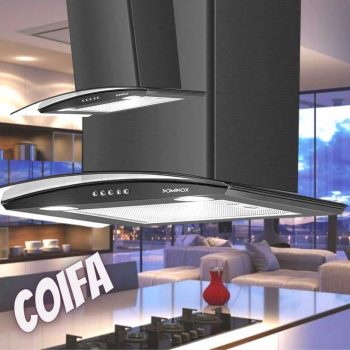Coifa de Parede Dominox 60cm 4 Bocas - Inox 3 Velocidades Arketto Black