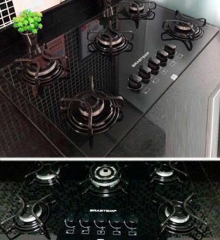 Cooktop 5 bocas Brastemp com grades piatina e acendimento automático