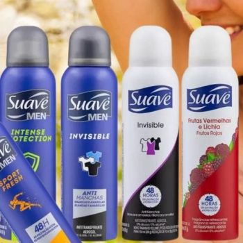Kit Desodorante Suave  Aerossol Antitranspirante Feminino e Masculino 150ml 6 Unidades