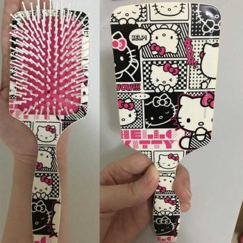 Escova de Cabelo Raquete Hello Kitty Comics, Ricca, Branco, Ricca, Branco