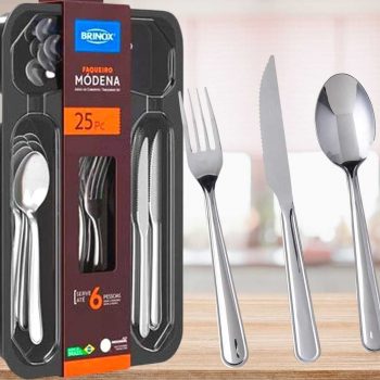 Faqueiro Módena, 25 peças, Aço Inox, Brinox