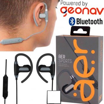 Fone de Ouvido Bluetooth Geonav AER AER02B - Intra-auricular Esportivo com Microfone Preto