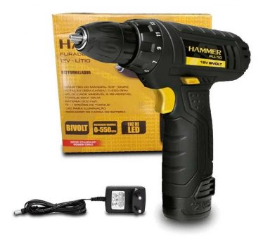Furadeira e Parafusadeira a Bateria Hammer 12V - Velocidade Variável e Reversível 3/8” GYPLI10