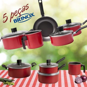 Jogo de Panelas Antiaderente Vermelha 5 peças - La Cuisine By Brinox