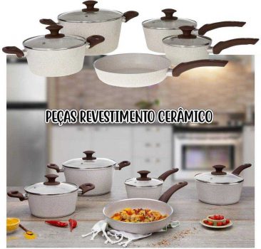 Jogo de Panelas Brinox Revestimento Cerâmico - de Alumínio Vanilla 5 Peças 4,5mm Optima