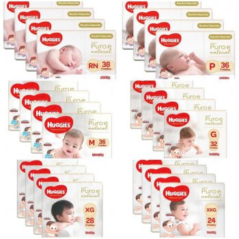 Kit Fraldas Fralda Huggies Premium Puro e Natural