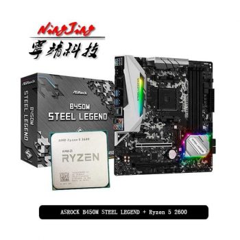 Kit Processador Ryzen 5 2600 + Placa Mãe ASRock B450M Steel Legend