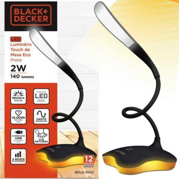 Luminária de Mesa de LED Black+Decker - com 3 Intensidades Eco