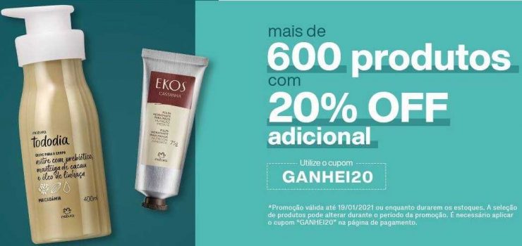 Mais de 600 produtos com até 60% de desconto + 20% extras do cupom