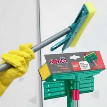 Novica Mop Spongi Esponja com Cabo, Noviça, Cinza, Verde e Amarelo