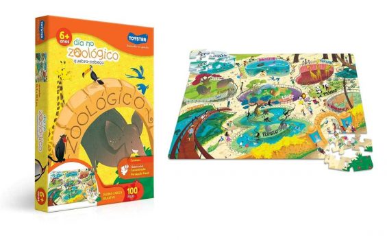 Quebra Cabeça 100 Peças Encapado Dia no Zoológico Toyster Brinquedos