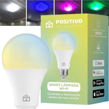 Smart Lâmpada Wi-Fi, Positivo Casa Inteligente, LED 10W, Branco Frio e Quente, Compatível com Alexa Smart Lâmpada Wi-Fi