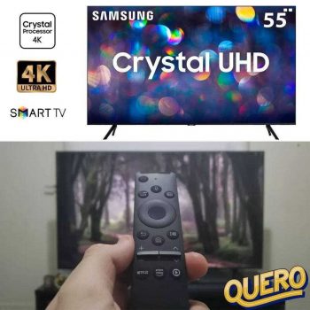 Smart TV 55" 4K Samsung UN55TU8000GXZD, Crystal UHD, Borda Infinita, Alexa Built In, Visual Livre de Cabos, Modo Ambiente Foto, Controle Único