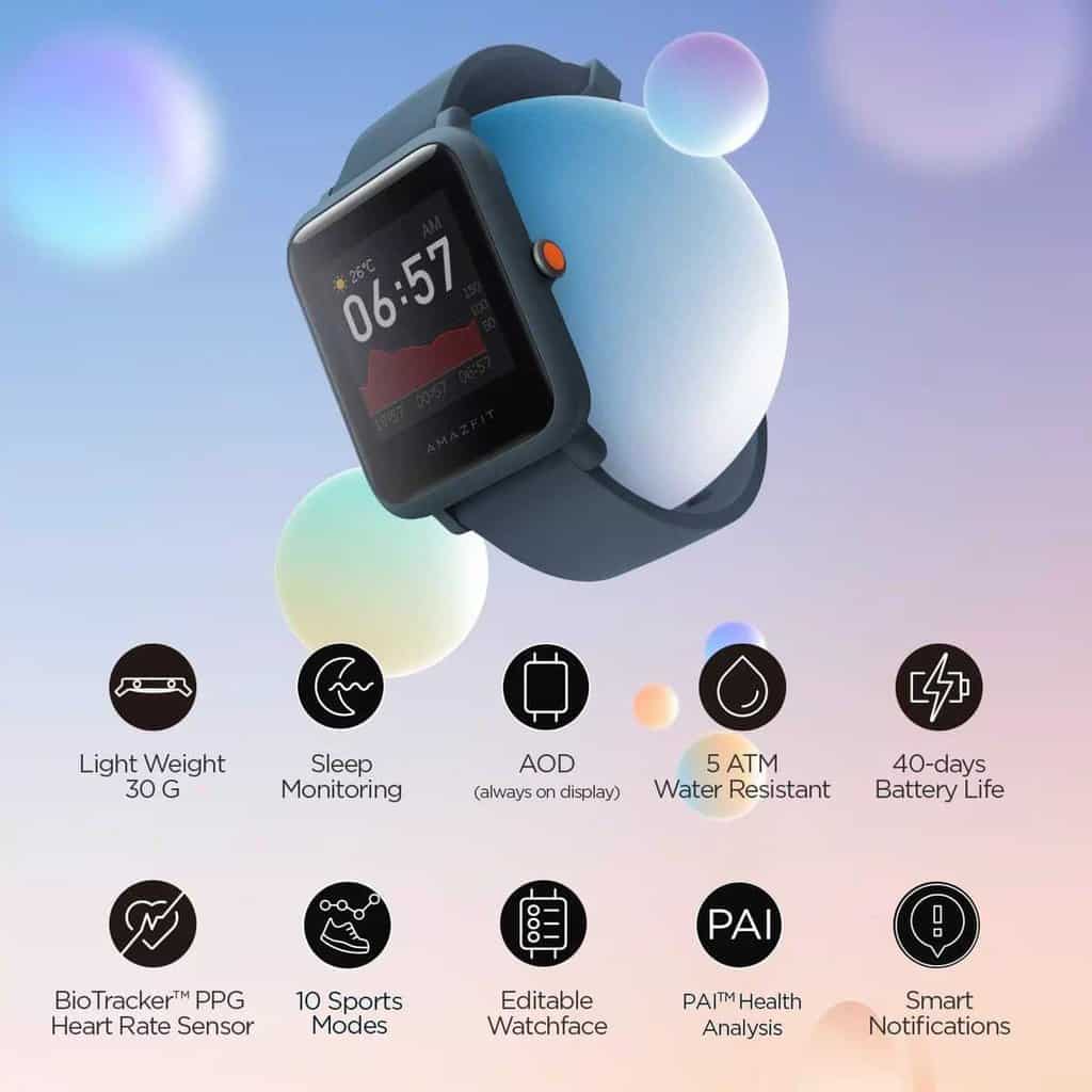 amazfit bip s lite preto