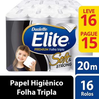 Papel Higiênico Elite Premium Folha Tripla Soft, 16 rolos, Branco