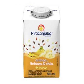 5 Un. Bebida Láctea Quinoa Linhaça E Chia Sabor Banana Piracanjuba 500Ml