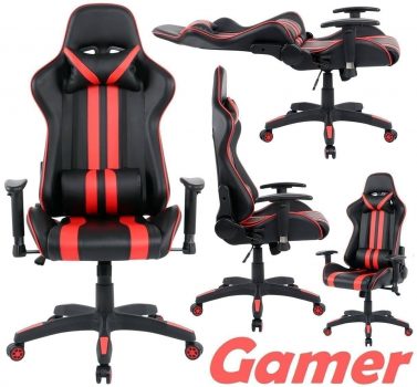 Cadeira Gamer Travel Max Reclinável - Preta e Vermelha Sports