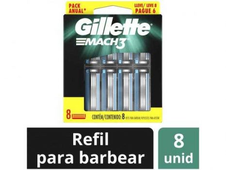 Carga para Aparelho de Barbear Gillette Mach3 - 8 Unidades