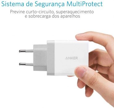 Carregador de tomada PowerPort, 2 portas USB, Potência de 24W, Branco