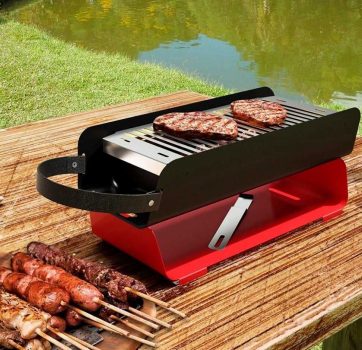 Churrasqueira à Carvão Portátil Metávila - Bag Grill BG200EV com Grelha Vermelho