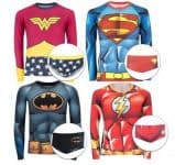 Conjunto Camiseta Manga Longa Proteção Solar UV e Sunkini Liga da Justiça Infantil