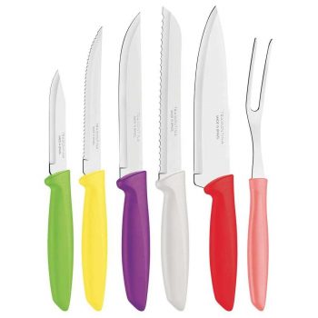 Conjunto de Facas e Garfo Trinchante Tramontina em Inox e Polipropileno Plenus – 6 Peças