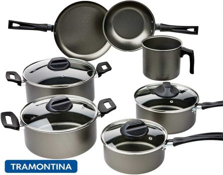 Conjunto de Panelas, Garlic, Grafite, Pacote de 7, Brinox