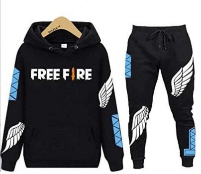 Conjunto Moletom Blusa Preta + Calça Preta Free Fire Angelical Mestre Gamer Fã