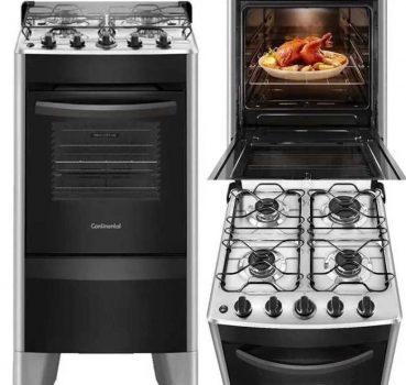Fogão de Piso Continental 4 Bocas FC4CB Branco Automático com Mesa Compartimentada - Bivolt