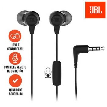 Fone de Ouvido JBL C50HI Intra-auricular - com Microfone Preto