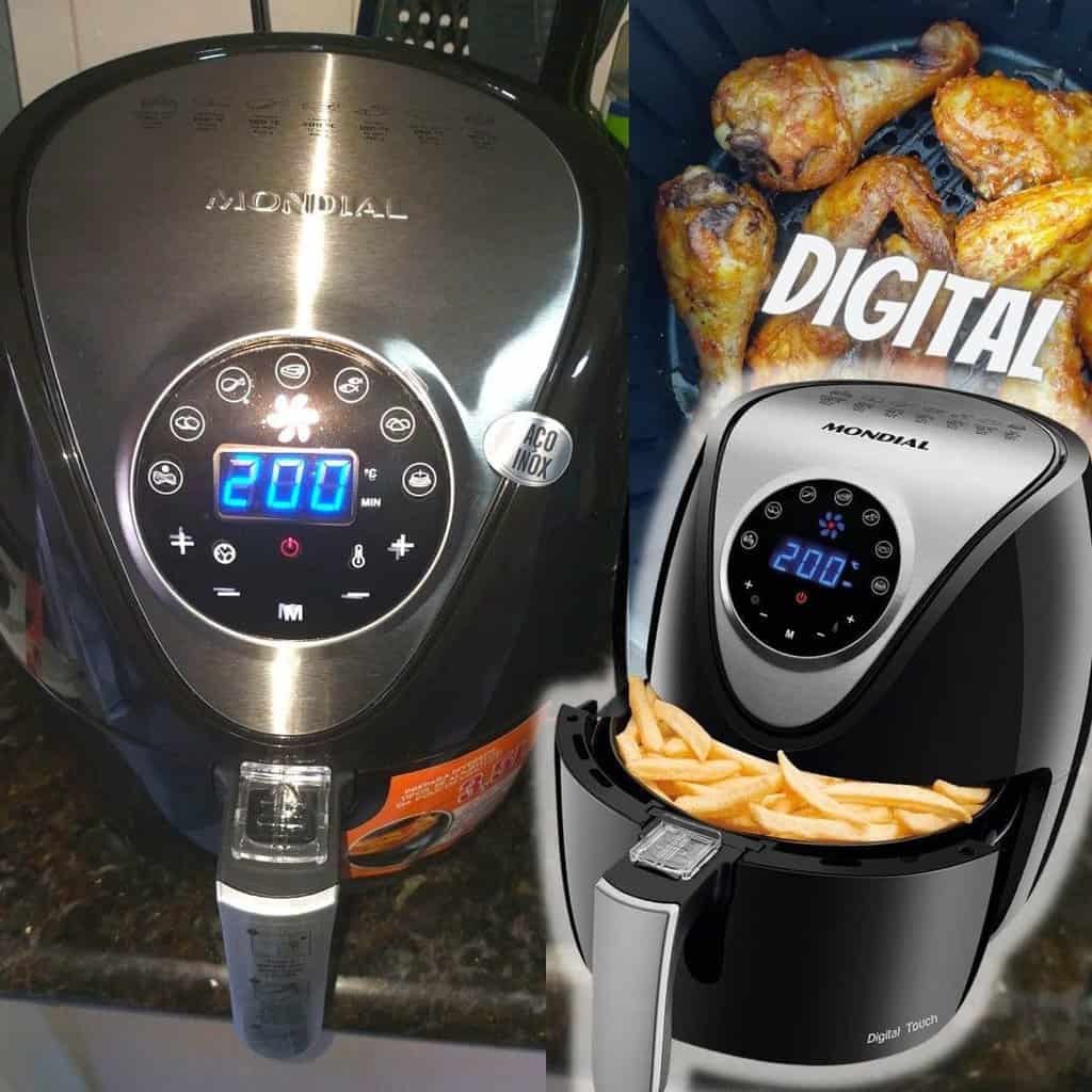 Fritadeira Eletrica Sem Oleo Air Fryer Mondial Family Inox AF 30 DI 3 5 L Digital Touch Preta Inox Promotop