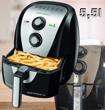 Fritadeira sem Óleo Mondial Air Fryer Grand Family Inox 5L Preta