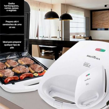 Grill Britânia Super Grill 3 Quadrado 1000W - Antiaderente
