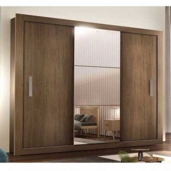 Guarda Roupa Casal 3 Espelhos 3 Portas de Correr 4 Gavetas Gênesis Espresso Móveis Café