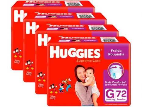 Kit Fraldas Huggies Supreme Care Roupinha Calça -  4 Pacotes