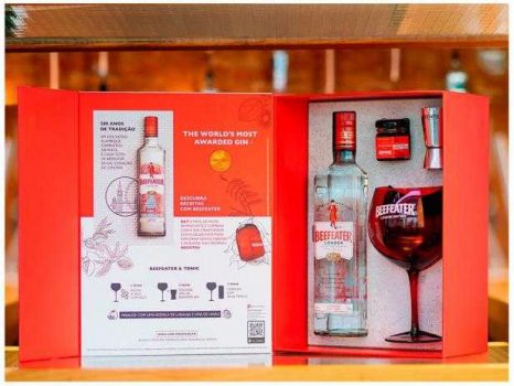 Kit Gin Beefeater 750ml - com Taça Dosador e Geleia para Drinks