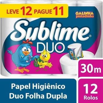 Papel Higiênico Sublime Galinha Pintadinha Folha Dupla, 12 rolos Duo - com parte destavável para levar