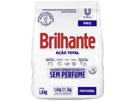 Sabão em Pó Brilhante Ação Total Pro - Sem Perfume Profissional Concentrado 1,6kg