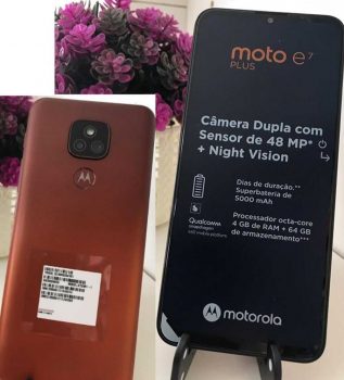 Smartphone Mot.orola Moto E7 Plus 64GB Azul Navy 4G Tela 6.5 Pol. Câmera Dupla 48MP Selfie 8MP Android 10.0