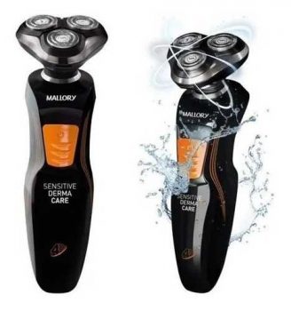 Barbeador Elétrico Mallory Sensitive Derma Care Bivolt Preto e Laranja
