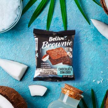 Brownie de Chocolate com Coco Sem Açúcar Sem glúten Sem lactose Belive Display com 10 unidades de 40g