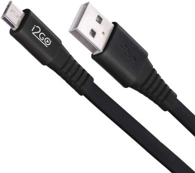 Cabo Micro USB I2GO 1.2m 2.4A PVC Flexível Flat - I2go (I2GO0) Basic, Preto