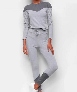 Conjunto ESV Blusa e Calça Moletinho Feminino – Chumbo e Cinza