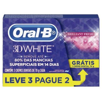 Creme Dental Oral-B 3D White - 70G Leve 3 Pague 2, Oral-B