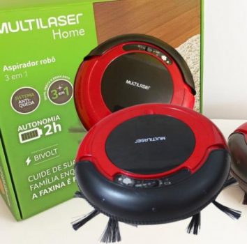 Multilaser HO041 - Aspirador de Pó Robô Varre + Aspira + Passa Pano Bivolt com 30W e Bateria Recarregável, Vermelho/Preto