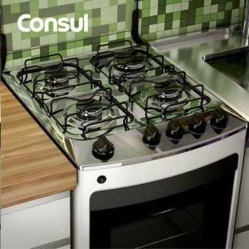 Fogão Consul 4 bocas branco com acendimento automático - CFO4NAB Bivolt