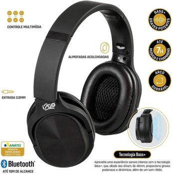 Fone Bluetooth Comfort GO I2GO Com Microfone E Controle Multimídia - I2GO PRO PROEAR007