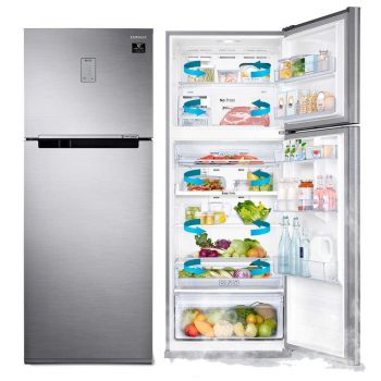 Geladeira/Refrigerador Samsung Frost Free Inverter - Duplex Inox Look 460L PowerVolt Evolution RT46